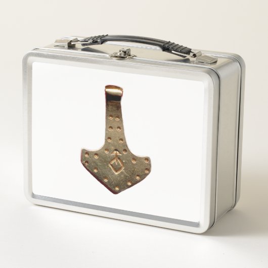 Goud Thor Hammer witte roestvrije lunchbox (Voorkant)