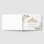 Goud Tiara Blush Roze Bloemen Quinceanera Gastenboek (Volledig)