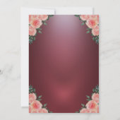 Goud Tiara Bourgondië Bloemen Rozen Quinceañera Kaart (Achterkant)