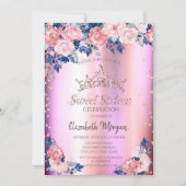 Goud Tiara Diamonds Rozen Blauw Roze Zoet 16 Kaart (Voorkant)