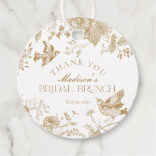 Goud Toile De Jouy Vintage Bloemachtige Bruids Bru Bedankjes Labels