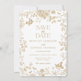 Goud Toile De Jouy Vintage Bloemige Bewaar de Datu Kaart