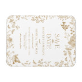 Goud Toile De Jouy Vintage Bloemmotief Bewaar de D Magneet (Horizontaal)