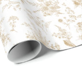 Goud Toile De Jouy Vintage Bloemmotief Chinoiserie Cadeaupapier (Rol Hoek)