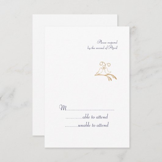 Goud Tortelduifjes RSVP (Voorkant / Achterkant)