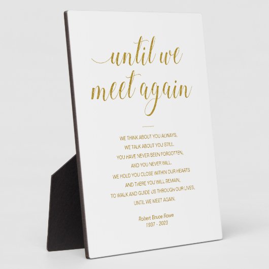 Goud tot we weer een herdenkingsgedicht met naam o fotoplaat (Zijkant)