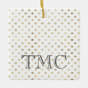  Goud Trefoil Zwart Initialen Frans Glam Keramisch Ornament