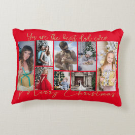 Goud Trendy Familie Vrolijk Kerstmis Fotocollage Accent Kussen