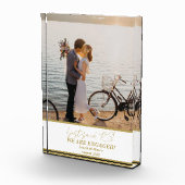 Goud Trendy Modern Verloving Paar Fotoblok (Rechts)