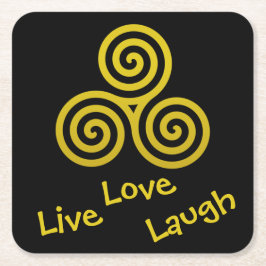Goud Triple spiral Live Love Laugh Kartonnen Onderzetters