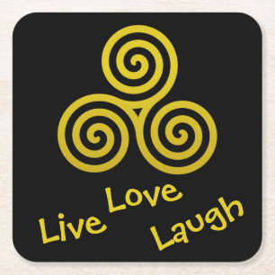 Goud Triple spiral Live Love Laugh Kartonnen Onderzetters