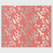 Goud Tropic Summer Roos KoraalHumming-bird Bloemen Cadeaupapier (Vlak)