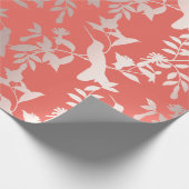 Goud Tropic Summer Roos KoraalHumming-bird Bloemen Cadeaupapier (Hoek)