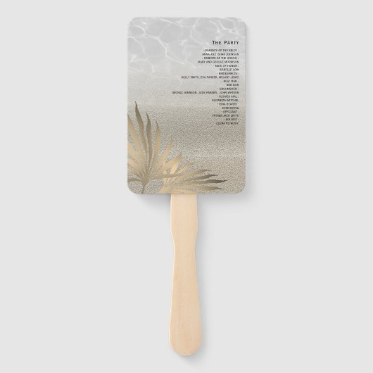Goud Tropical Beach Trouwprogramma Hand Fan Handwaaier (Achterkant)