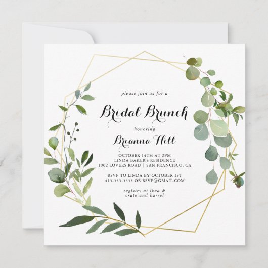 Goud Tropical Leaves Bridal Brunch Vrijgezellenfee Kaart (Voorkant)