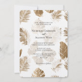 Goud Tropical Leaves Wedding Kaart (Voorkant)