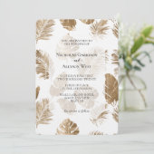 Goud Tropical Leaves Wedding Kaart (Staand voorkant)