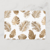Goud Tropical Leaves Wedding RSVP Informatiekaartje (Achterkant)