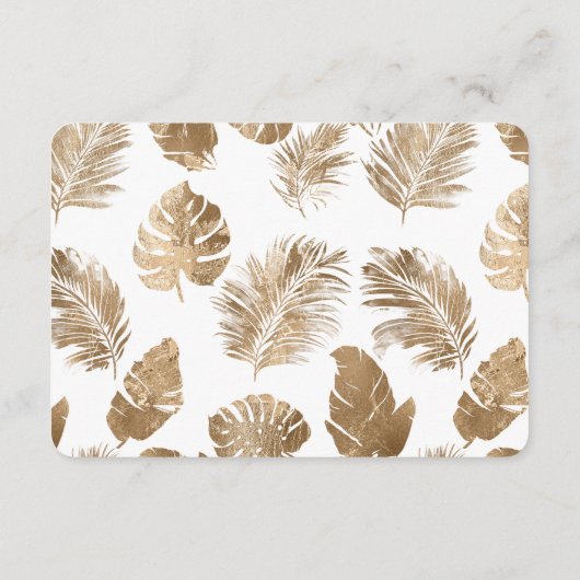 Goud Tropical Leaves Wedding RSVP Informatiekaartje (Achterkant)