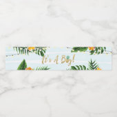 Goud Tropisch Baby shower Het is een jongen Waterfles Etiket (Enkel label)