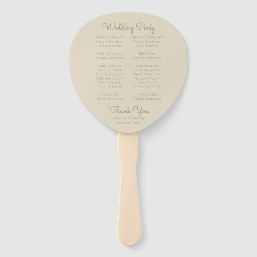 Goud Tropisch Blad Monstera Palm Bruiloft Programm Handwaaier (Achterkant)