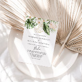 Goud Tropisch Bladerwerk Bloemen Spaans Bruiloft Kaart