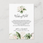 Goud Tropisch Bladgroen Bloemen Bruiloft Wishing W Informatiekaartje (Voorkant)