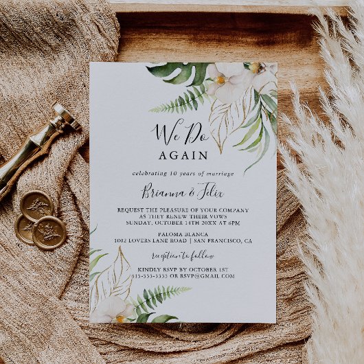 Goud tropisch gebladerte doen we opnieuw gelofte v kaart