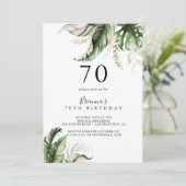 Goud Tropisch groen 70e verjaardagsfeest Kaart (Staand voorkant)