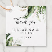 Goud Tropisch groen bruiloft Bedankjes Labels (Voorkant)