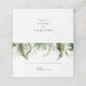 Goud Tropisch groen Bruiloft Plaats Kaart Plaatskaartje (Buitenkant ongevouwen)