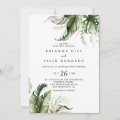 Goud Tropisch groen Casual bruiloft Kaart (Voorkant)