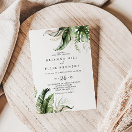 Goud Tropisch groen Casual bruiloft Kaart