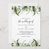 Goud tropisch groen de bruiloft van kaart (Voorkant)
