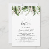 Goud Tropisch groen Doop Kaart (Voorkant)