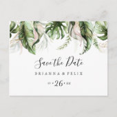 Goud Tropisch Groen Horizontaal Save the Date Briefkaart (Voorkant)