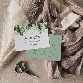 Goud Tropisch Groen Horizontaal Save the Date Briefkaart