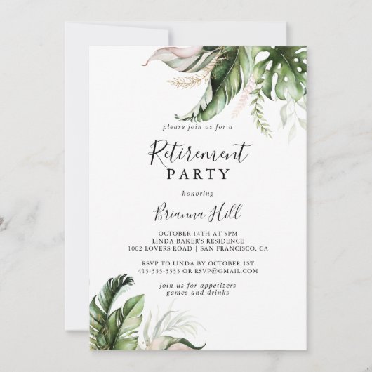 Goud Tropisch groen Pensioen Partij Kaart (Voorkant)