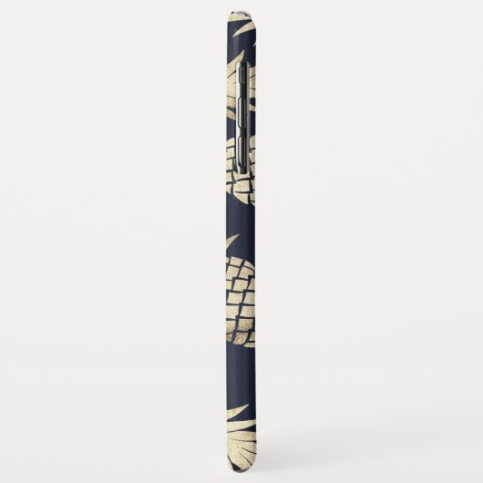 Goud Tropische Ananas Patroon Blauw Monogram Case-Mate iPhone Case (Achterkant/links)