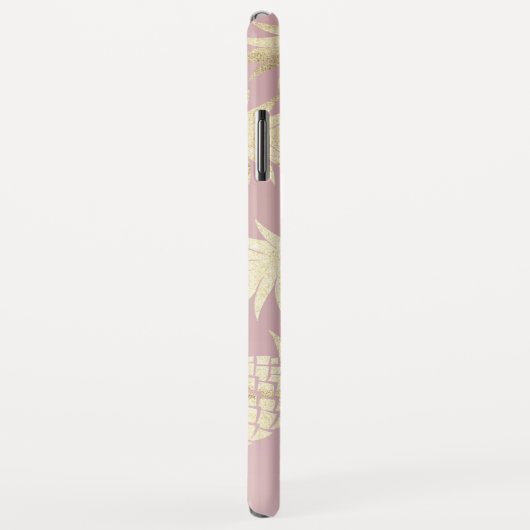 Goud Tropische Ananas Patroon Roze Monogram Case-Mate iPhone Case (Achterkant/rechts)