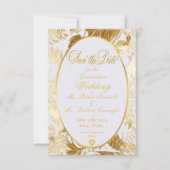 Goud Tropische Bestemming Bruiloft Save the Date RSVP Kaartje (Voorkant)