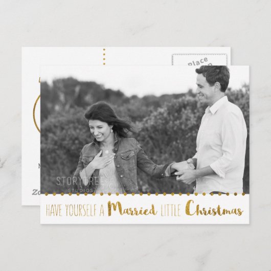 Goud, Trouw en Helder Kerstmis sparen de Datum Aankondigingskaart (Voorkant / Achterkant)