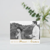 Goud, Trouw en Helder Kerstmis sparen de Datum Aankondigingskaart (Staand voorkant)