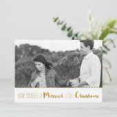 Goud, Trouwen en Helder Kerst Save the Date (Staand voorkant)