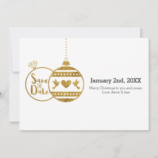 Goud, Trouwen en Kerstmis Save the Date (Achterkant)