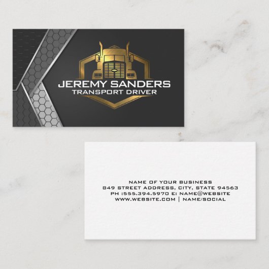 Goud Truck Logo | Industriële Achtergrond Visitekaartje (Voorkant / Achterkant)