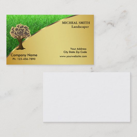 Goud - tuinzorg en landschap visitekaartje (Voorkant / Achterkant)