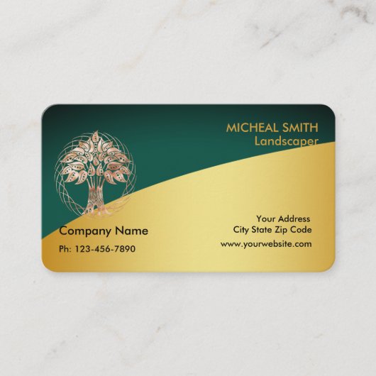 Goud - tuinzorg en landschap visitekaartje (Voorkant)