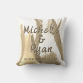 Goud Tulps Flowers Floral Wedding Keepslag Kussen (Voorkant)