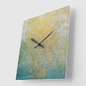 Goud & turkoois steen geode patroon vierkante klok (Hoek)